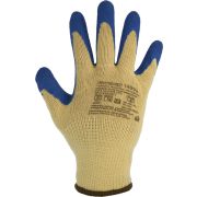 Перчатки х/б бесшовные с покрытием из рельефного текстурированного латекса ArmProtect 1499z. Цвет белый/синий р.9