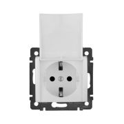 Розетка 1-местная с заземлением с защитными шторками и крышкой 16А IP20 белый VALENA