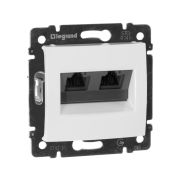 Розетка компьютерная двойная RJ45 категория 5Е UTP с захватами белый VALENA