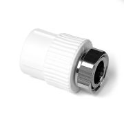 Муфта комбинированная 20x1/2' ВР, накидная гайка, полипропиленовая PPR белая