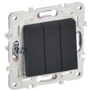 SKANDY Выключатель 3-клавишный 10А SK-V11G графит IEK