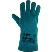 Краги спилковые пятипалые на флисовой подкладке, бирюзовые  ArmProtect SK100, р.10