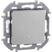 Выключатель 1-клавишный проходной с подсветкой/индикацией 10АХ безвинтовое крепление алюминий INSPIRIA