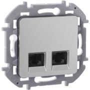 Розетка компьютерная двойная RJ45 категория 6 UTP алюминий INSPIRIA