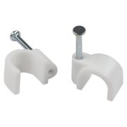 Скоба пластиковая крепежная круглая 10 мм белая NO-225-280 (10 шт/уп)