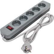 Фильтр сетевой ПВС 3х0.75 серый 1.8м с выключателем