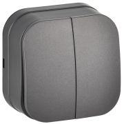 GLORY Выключатель 2-клавишный для открытой установки 10А ВС20-2-0-ХСм сталь матовый IEK