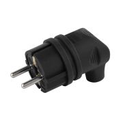 Вилка каучуковая с/з 90град с кольцом 16A IP44 черная V9-B-IP44