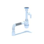 Сифон для умывальника АНИ Грот 1 1/4'X40 с отводом для стиральной машины с гибкой трубой 40х50