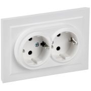 BRITE Розетка 2-местная с заземлением с защитными шторками 16А в сборе РСш12-3-БрАБ арктический белый IEK