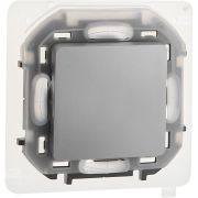 Выключатель 1-клавишный проходной 10АХ IP44 безвинтовое крепление алюминий INSPIRIA