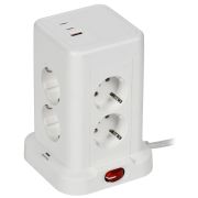 DOMINIC Удлинитель У08K 8 мест 2P+PE 1,5м 3х1,0мм2 16А/250В USB A+C 20Вт белый IEK