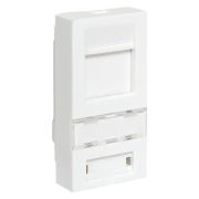 Вставка розеточная TERACOM PRO 45x22.5мм формат Mosaic на 1 модуль Keystone со шторкой и маркером белая