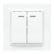 Выключатель Минск двухклавишный СП с индикатором 10А белый