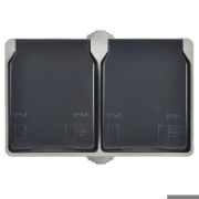 ФОРС Розетка двойная наружная с заземлением с крышкой IP54