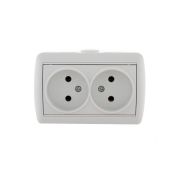 HATA Розетка двойная без заземления белая