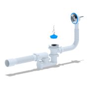 Сифон для ванны АНИ 1 1/2'X40 с выпуском и переливом с гибкой трубой 40х50