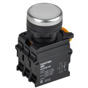 Кнопка с подсветкой d=22мм 1NO+1NC белая MASTER