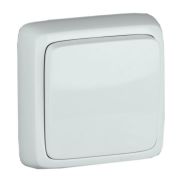 Переключатель одноклавишный наружный с изоляционной пластиной белый 10А