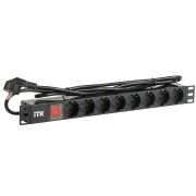 Блок розеток корпус ПВХ 8 розеток с выключателем 1U вилка шнур 2м немецкий стандарт