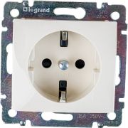 Розетка 1-местная с заземлением с защитными шторками 16А безвинтовое крепление слоновая кость VALENA