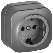 GLORY Розетка 1-местная для открытой установки с заземлением без защитных шторок 16А РС20-3-ХСм сталь матовый IEK