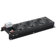 Панель вентиляторная с выключателем и термостатом 3 модуля черная