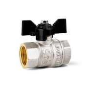 Кран шаровой латунный никелированный 11б27п1 Ду25 Ру40 (1') ВР/ВР бабочка