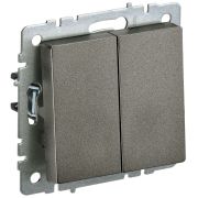 BRITE Выключатель двухклавишный проходной 10А ВС10-2-6-БрТБ темная бронза