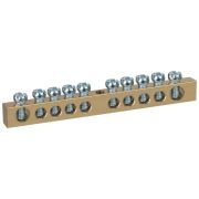 Шина NO-122-15 PEN земля-ноль 6х9мм 10/1 латунная с креплениями по центру