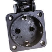 Розетка панельная РП14-3 2Р+РЕ 16А з/к с крышкой IP54 черная MAGNUM