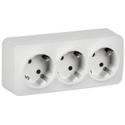 GLORY Розетка 3-местная для открытой установки с заземлением без защитных шторок 16А РС23-3-ХБм белый матовый IEK