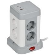 DOMINIC Удлинитель У08K 8 мест 2P+PE 1,5м 3х1,0мм2 16А/250В USB A+C 20Вт серый IEK