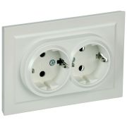 BRITE Розетка двойная с заземлением без защитных шторок 16А в сборе РС12-3-БрЖ жемчуг