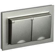 BRITE Розетка двойная с заземлением с защитными шторками и крышкой 16А в сборе IP44 РСбш12-3-44-БрШ шампань