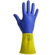 Перчатки химостойкие латекс/неопрен с внутренним хлопковым напылением, толщина 0,70 мм,  синие- желтые ArmProtect NL700,  р.L (9)