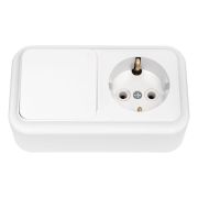 Беларусь Блок: выключатель одноклавишный + розетка с заземлением наружный Пралеска