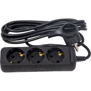 Удлинитель электрический UX-3e-3m-B с заземлением 3 розетки 3м ПВС 3x0,75мм2 10А черный