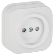GLORY Розетка 1-местная для открытой установки без заземления с защитными шторками 10А РСш20-2-ХБм белый матовый IEK