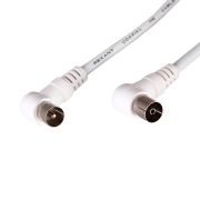 Шнур ТВ гнездо - ТВ штекер, угловой, длина 1,5 метра, белый,