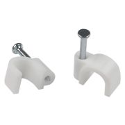 Скоба пластиковая крепежная круглая 8 мм белая NO-224-570 (50 шт/уп)