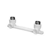 Планка монтажная 20x3/4' НР для смесителя, с водорозетками, полипропиленовая PPR белая