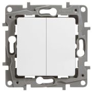 Выключатель 2-клавишный 10А безвинтовое крепление белый ETIKA