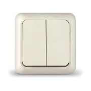 Олимп Выключатель двухклавишный наружный бежевый