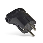 Вилка угловая с заземлением черная 16 А 250 В