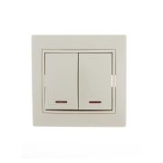 MIRA Выключатель двухклавишный с подсветкой бежевый с бежевой вставкой