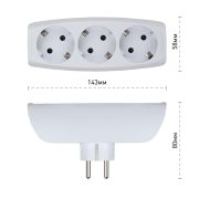 Тройник 3 гнезда, c заземл, со шторками белый 10/60/960 SP-3e-W