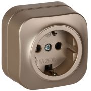 GLORY Розетка 1-местная для открытой установки с заземлением без защитных шторок 16А РС20-3-ХШм шампань матовый IEK