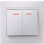 KVARTA Выключатель 2-клавишный с индикацией 10А ВС10-2-1-КБ белый GENERICA