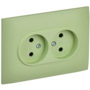 SKANDY Розетка 2-местная без заземления с защитными шторками 10А в сборе SK-R09G мятный IEK